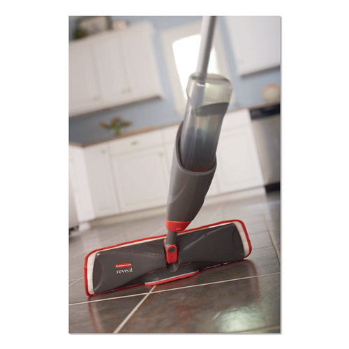 Image of Rubbermaid® Commercial Reveal Microfiber Spray Mop Kit, Microfiber Head, 54.5" Silver/black Handle