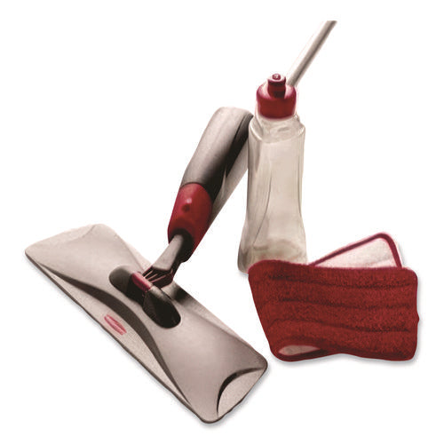 Image of Rubbermaid® Commercial Reveal Microfiber Spray Mop Kit, Microfiber Head, 54.5" Silver/black Handle