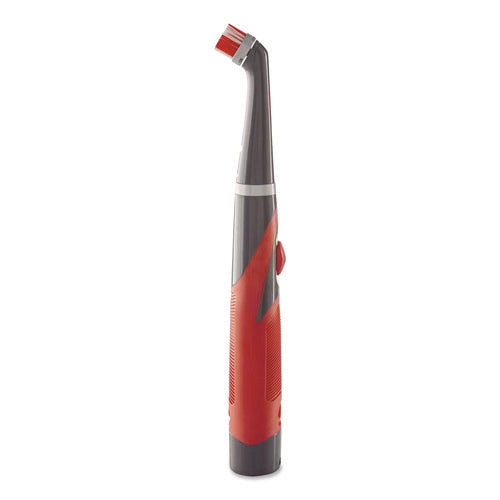 Image of Rubbermaid® Multi-Purpose Cordless Battery Power Scrubber, Red/White Nylon Bristles, 12.68" Brush, 7" Red/Black Handle