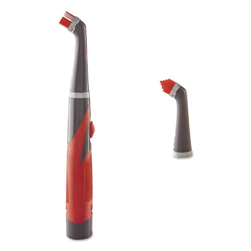 Image of Rubbermaid® Reveal Power Scrubber, Red/White Nylon Bristles, 1.73" Brush, Red Plastic Handle