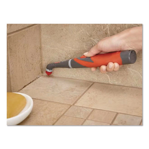 Image of Rubbermaid® Reveal Power Scrubber, Red/White Nylon Bristles, 1.73" Brush, Red Plastic Handle