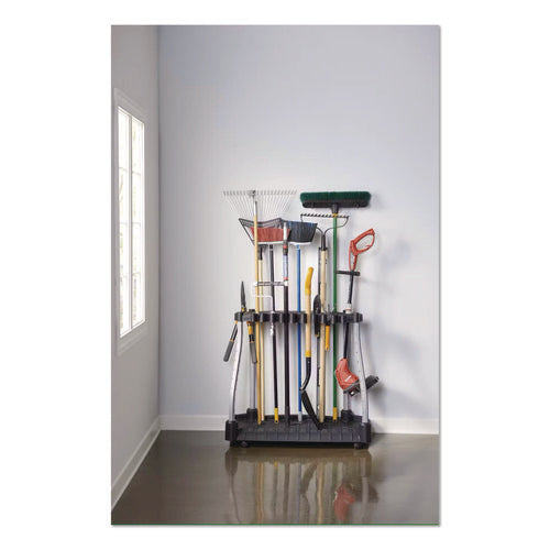 Image of Rubbermaid® FastTrack Garage Tool Tower Rack, Plastic, Holds Up to 40 Tools, 38" x 20.5" x 34.4", Black