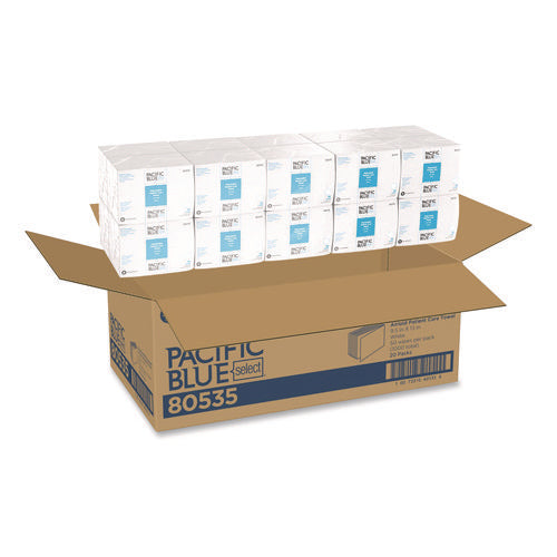 Image of Georgia Pacific® Professional Pacific Blue Select Disposable Patient Care Washcloths, 1-Ply, 9.5 x 13, Unscented, White, 50/Pack, 20 Packs/Carton