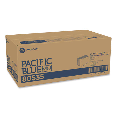 Image of Georgia Pacific® Professional Pacific Blue Select Disposable Patient Care Washcloths, 1-Ply, 9.5 x 13, Unscented, White, 50/Pack, 20 Packs/Carton