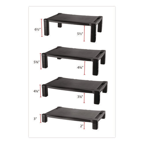 Image of Kantek Wide Deluxe Two-Level Monitor Stand, 20" X 13.25" X 3" To 6.5", Black, Supports 50 Lbs