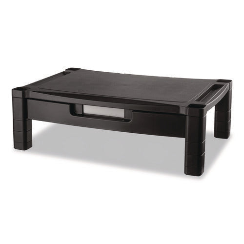 Image of Kantek Wide Deluxe Two-Level Monitor Stand With Drawer, 20" X 13.25" X 3" To 6.5", Black, Supports 50 Lbs