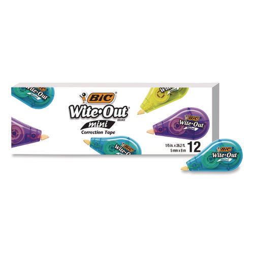 Image of BIC® Wite-Out Brand Mini Correction Tape, Non-Refillable, 0.2" x 26.2 ft, Assorted