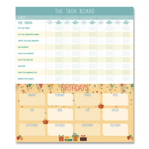 Image of Blueline® Fridge Planner Magnetized Monthly Calendar with Pads + Pencil, 14 x 13.5, Yellow/Green Sheets, 17-Month: Aug 2024 to Dec 2025