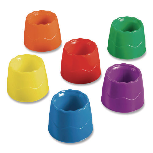 Image of Prang® Stable Water Pot Set, 8 oz, Assorted Colors, 6/Pack