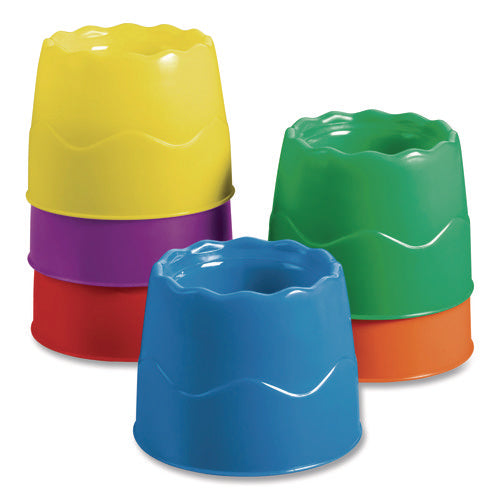 Image of Prang® Stable Water Pot Set, 8 oz, Assorted Colors, 6/Pack