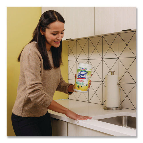 Image of LYSOL® Brand Disinfecting Wipes II Fresh Citrus, 1-Ply, 7 x 7.25, White, 70 Wipes/Canister, 6 Canisters/Carton