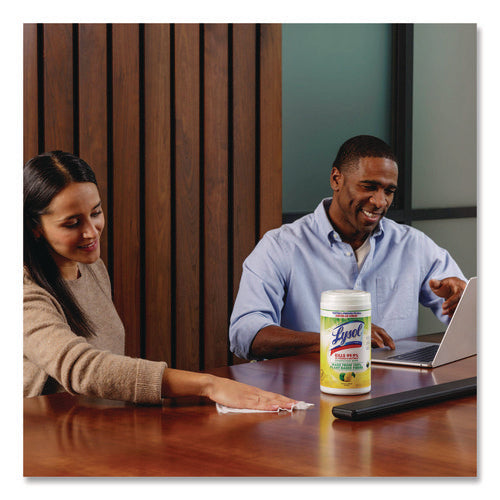 Image of LYSOL® Brand Disinfecting Wipes II Fresh Citrus, 1-Ply, 7 x 7.25, White, 70 Wipes/Canister, 6 Canisters/Carton