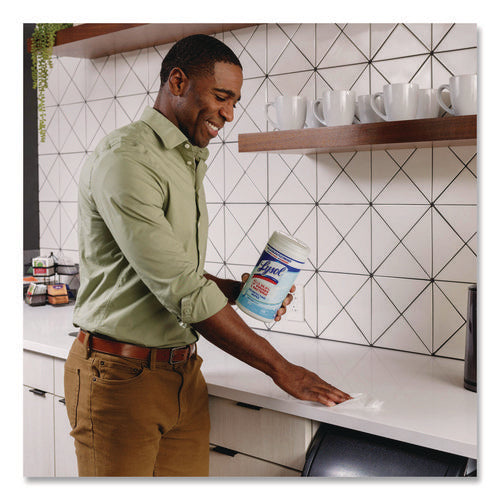 Image of LYSOL® Brand Disinfecting Wipes, 1-Ply, 7 x 7.25, Crisp Linen, White, 80 Wipes/Canister, 6 Canisters/Carton