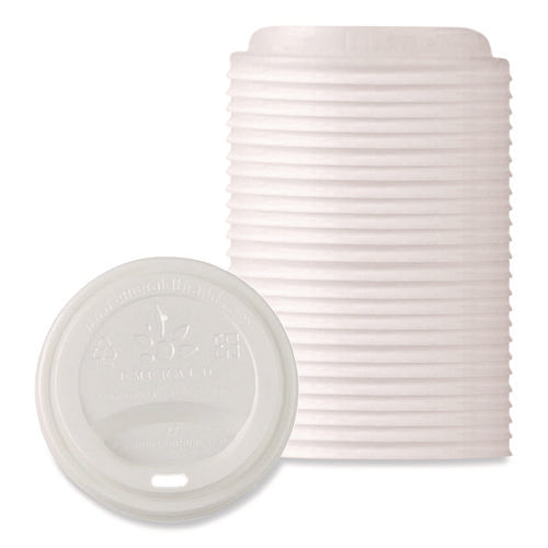 Image of Emerald Plant to Plastic Fully Closed PLA Hot Cup Lid, Fits 8 oz to 20 oz Hot Cups, Plastic, White, 50/Pack, 20 Packs/Carton