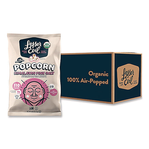 Image of LesserEvil® Snack Organic Himalayan Pink Salt Popcorn, 0.88 oz Bag, 18/Carton
