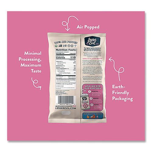 Image of LesserEvil® Snack Organic Himalayan Pink Salt Popcorn, 0.88 oz Bag, 18/Carton