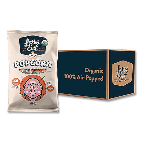 Image of LesserEvil® Snack Organic No Cheese Cheesiness Popcorn, Cheese, 0.88 oz Bag, 18/Carton