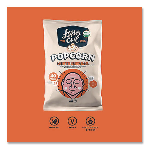 Image of LesserEvil® Snack Organic No Cheese Cheesiness Popcorn, Cheese, 0.88 oz Bag, 18/Carton