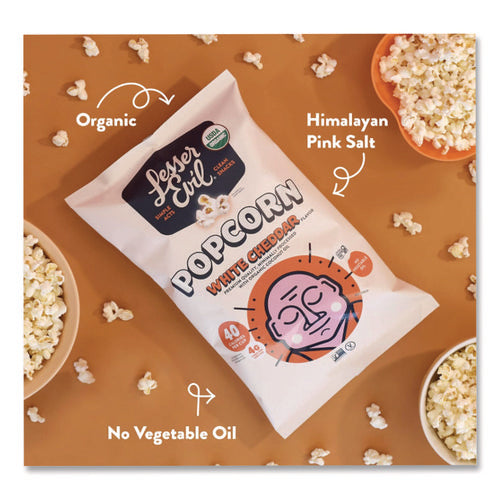 Image of LesserEvil® Snack Organic No Cheese Cheesiness Popcorn, Cheese, 0.88 oz Bag, 18/Carton