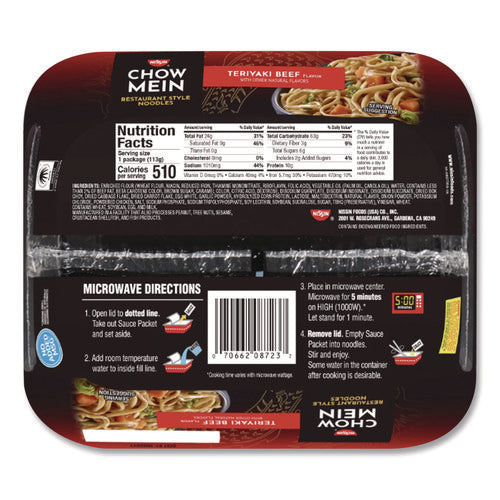 Image of Nissin® Teriyaki Beef Chow Mein Noodles, 4 oz Bowl, 8/Carton