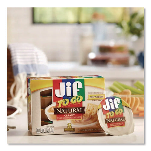 Image of Jif To Go® Spreads, Natural Creamy Peanut Butter, 1.5 oz Cup, 8/Box