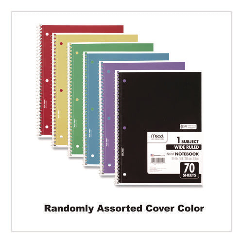Image of Mead® Spiral Notebook, 1-Subject, Wide/Legal Rule, Randomly Assorted Cover Color, (70) 10.5 x 7.5 Sheets