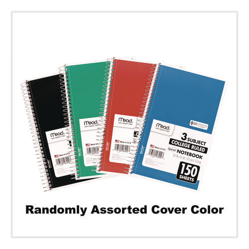 Image of Mead® Spiral Notebook, 3-Subject, Medium/College Rule, Randomly Assorted Cover Color, (150) 9.5 x 5.5 Sheets