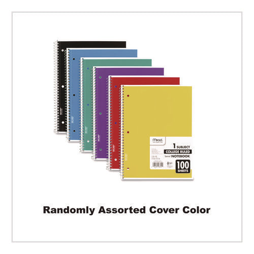 Image of Mead® Spiral Notebook, 1-Subject, Medium/College Rule, Randomly Assorted Cover Color, (100) 11 x 8 Sheets