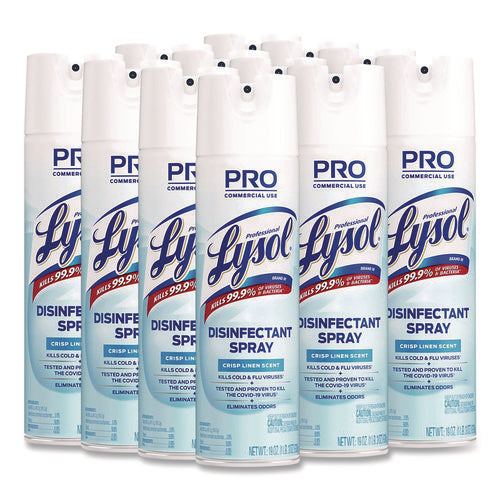Image of Professional LYSOL® Brand Disinfectant Spray, Crisp Linen, 19 Oz Aerosol Spray, 12/carton