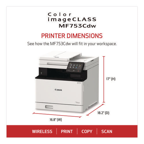 Image of Canon® imageCLASS MF753Cdw Wireless Multifunction Laser Printer, Copy/Fax/Print/Scan