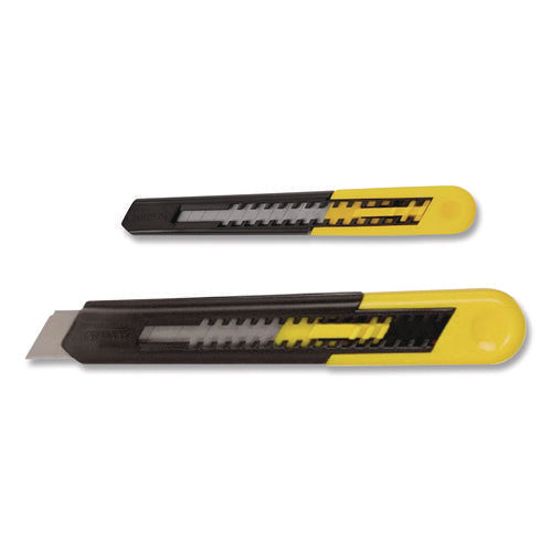 Image of Stanley® Two-Pack Quick Point Snap Off Blade Utility Knife, 9 mm and 18 mm Blades, Yellow/Black