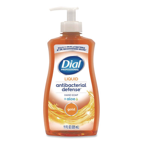 Image of Dial® Professional Antibacterial Defense Gold Hand Soap + Aloe, Original, 11 oz Pump Bottle, 12/Carton