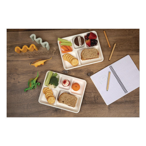 Image of Pactiv Evergreen Compostable Fiber Blend School Lunch Tray, 10 x 8 x 1, White, 240/Carton