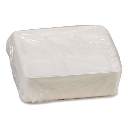 Image of Pactiv Evergreen Compostable Fiber Blend School Lunch Tray, 10 x 8 x 1, White, 240/Carton