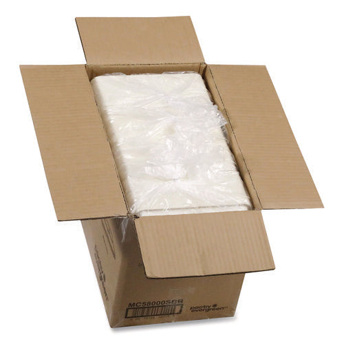 Image of Pactiv Evergreen Compostable Fiber Blend School Lunch Tray, 10 x 8 x 1, White, 240/Carton