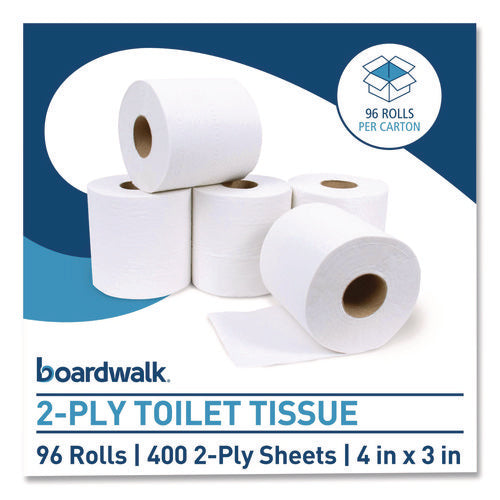 Image of Boardwalk® 2-Ply Toilet Tissue, Septic Safe, White, 400 Sheets/Roll, 96 Rolls/Carton