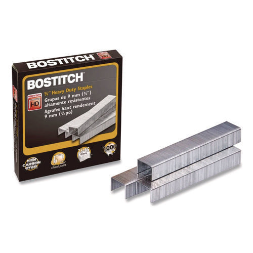 Image of Bostitch® Heavy-Duty Premium Staples, 0.38" Leg, 0.5" Crown, Carbon Steel, 1,000/box