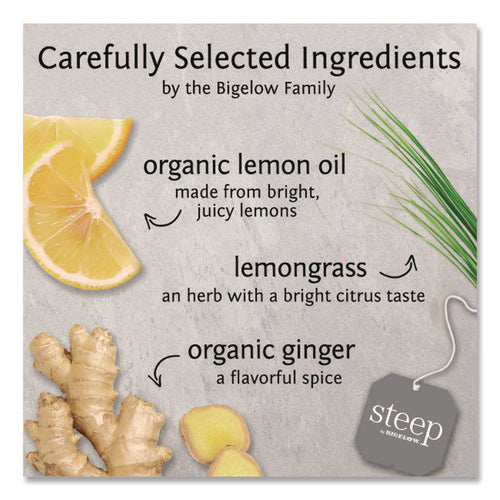 Image of Bigelow® Steep Cafe Organic Herbal Tea, Lemon Ginger, 50 Bags/carton