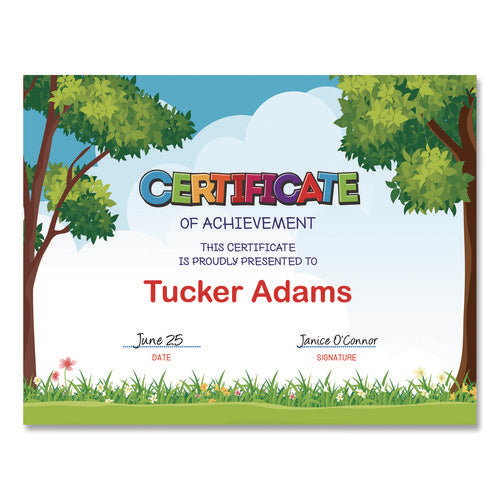 Image of Geographics® Tree Free Award Certificates, 8.5 x 11, Green/Brown/Blue, with Outside Scene Border, 15/Pack