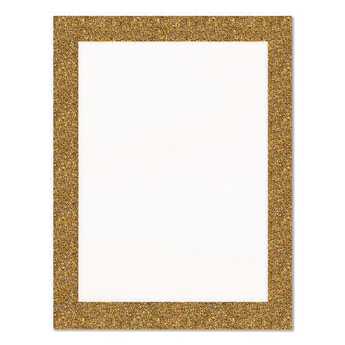 Image of Royal Brites Glitter Poster Board, 22" x 28", Heavyweight, White with Gold Border, 25/Pack