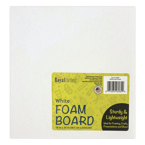 Image of Royal Brites Foam Board, 15" x 20", 3/16" Thick, White, 10/Pack