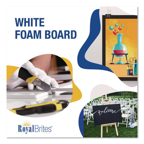 Image of Royal Brites Foam Board, 15" x 20", 3/16" Thick, White, 10/Pack