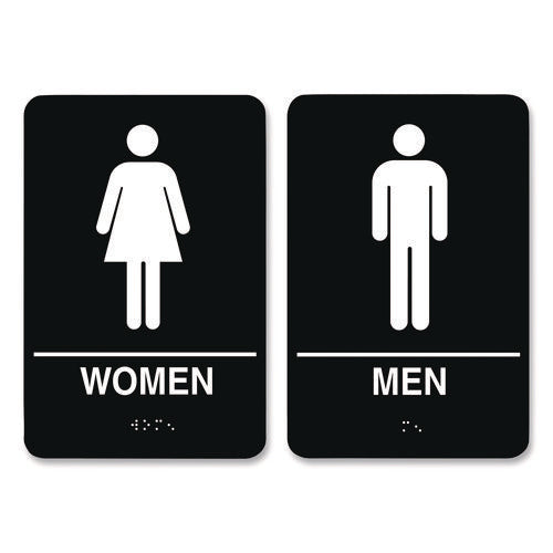 Image of COSCO Indoor Restroom Door Sign, Men/women, 5.9 X 9, Black/white, 2/pack