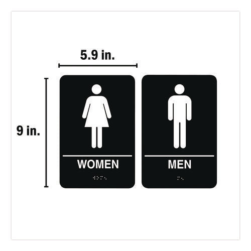 Image of COSCO Indoor Restroom Door Sign, Men/women, 5.9 X 9, Black/white, 2/pack