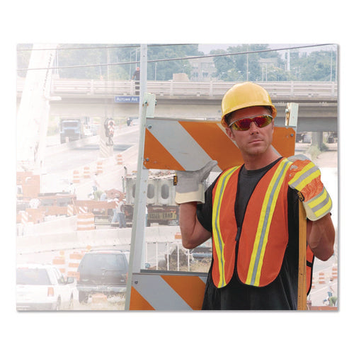 Image of PIP Hook and Loop Safety Vest, One Size Fits Most, Hi-Viz Orange with Yellow Prismatic Tape