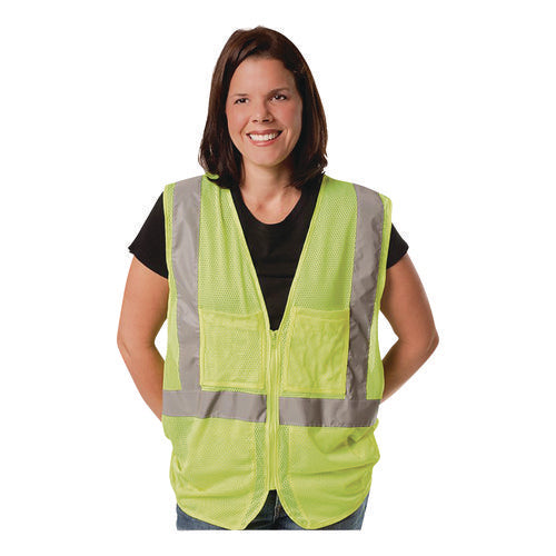 Image of PIP Zipper Safety Vest, Large, Hi-Viz Lime Yellow