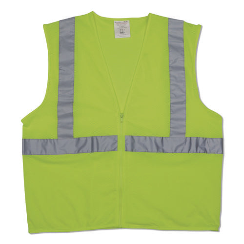 Image of PIP Zipper Safety Vest, Large, Hi-Viz Lime Yellow