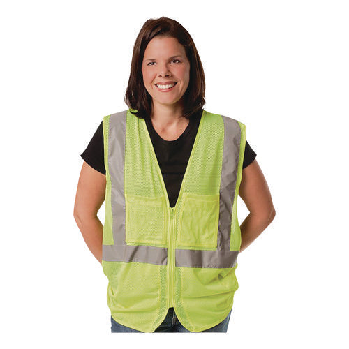 Image of PIP Zipper Safety Vest, X-Large, Hi-Viz Lime Yellow