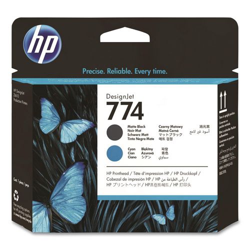 Image of HP HP 774, (P2W01A), Printhead, Black/Cyan