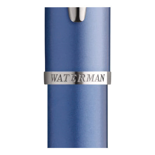 Image of Waterman Allure Fountain Pen, Fine Point , Blue Ink, Silver/Black Barrel